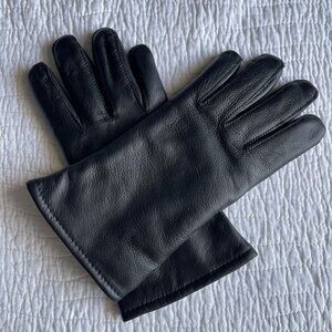 MENS/Women Black Leather Sheepskin Winter Gloves Wool Lined SZ L Made in USA NEW